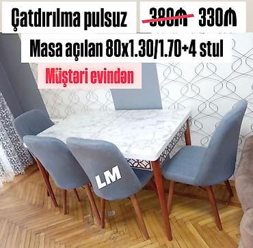 taxta stul stol: Mətbəx üçün, Yeni, Açılan, 4 stul — 1