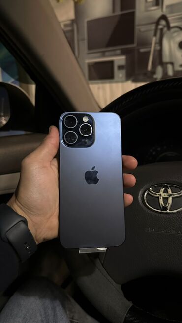 новые телефоны айфон: IPhone 15 Pro Max, Колдонулган, 256 ГБ, Blue Titanium, Каптама, Кабель, Куту, 88 %