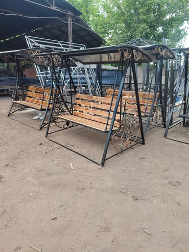 Садовые качели: Садовые качели Металл, Со спинкой, С крышей — 3