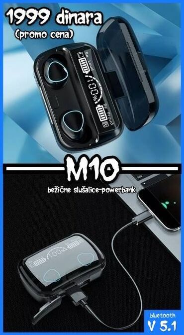 Slušalice: M10 bluetooth slušalice-powerbank Više modela na fb,insta