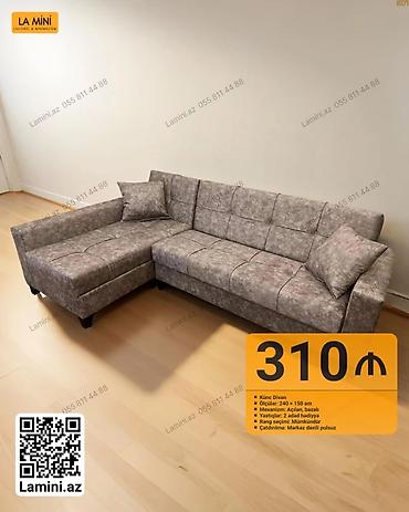 Künc divan – La Mini - Ölçülər: 240 × 150 sm - Mexanizm: Açılan