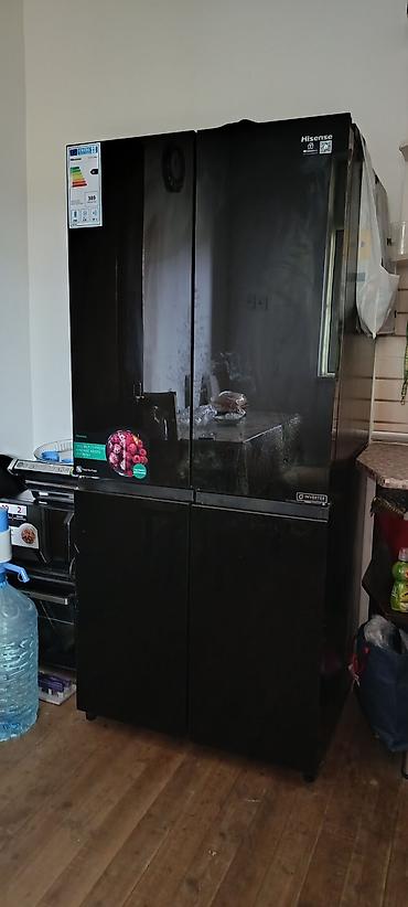 islemis soyducu: Hisense dörd qapılı soyuducu (French Door), qara şüşə ön panel boyuk — 3
