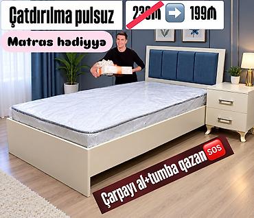 Mebel dəsti: çarpayı + tumbə - Ölçü: tək nəfərlik çarpayı (şəkildəki