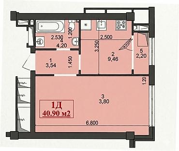 Продажа квартир: 1 комната, 41 м², Мед Академия Элитка, 12 этаж, ПСО (под самоотделку) — 2