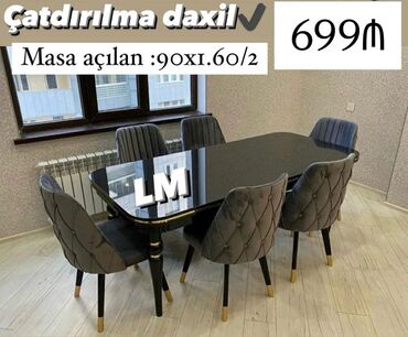 lalafo az ucuz tap stol stul: Qonaq otağı üçün, Yeni, Açılan, Dördbucaq masa, 6 stul
