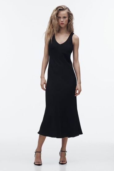 черные платья: Повседневное платье, Лето, Длинная модель, Полиэстер, S (EU 36)