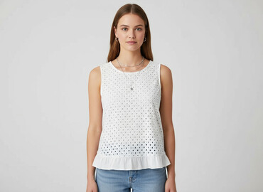 biała bluzka z krótkim rękawem reserved: Women's blouse, size S