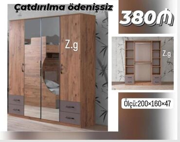 divara yigilan dolablar: *Dolab 4 Qapılı 💫 380Azn* ✔️Materialı Rusiya Laminatı 18/lik *✔️Rəng