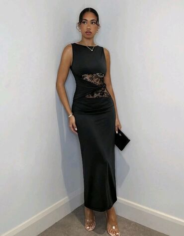 boho haljine 2023: L (EU 40), color - Black, Evening, Without sleeves