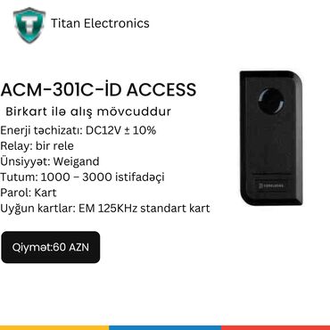 mal qara biznesi: Enerji təchizatı: DC12V ± 10% Relay: bir rele Ünsiyyət: Weigand Tutum