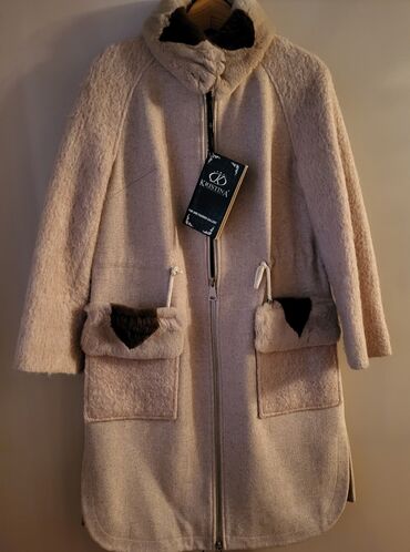 деми пальто новый: Kristina – Fur of Greece qadın palto - Rəng: açıq bej, tünd qəhvəyi