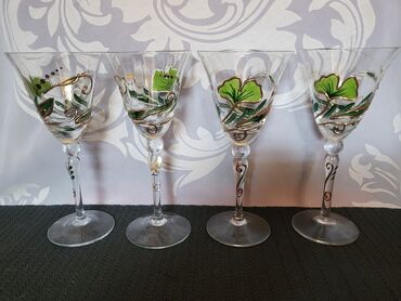 Čaše: Case za vino,rucno oslikane,kristalno staklo iz 80ih.god. Case rucno — 5