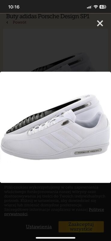 BYD: Ağ rəngdə Adidas Porsche Design SP1 kişilər üçün dəri idman