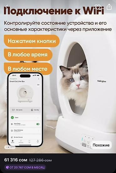 Животные: Умный автоматический лоток для кошек KaringBee (Брали за 60к, кошке — 1