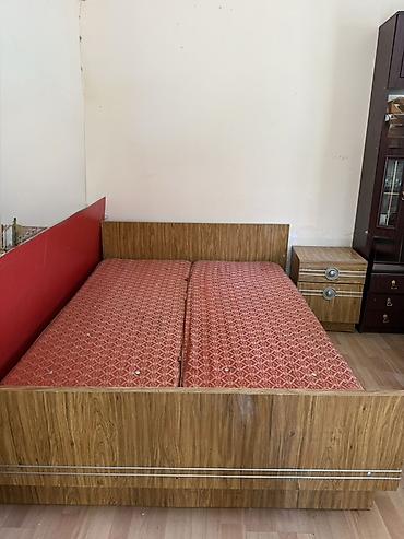 cerez: - İki nəfərlik taxta çarpayı dəsti - Material: ağac teksturalı — 1