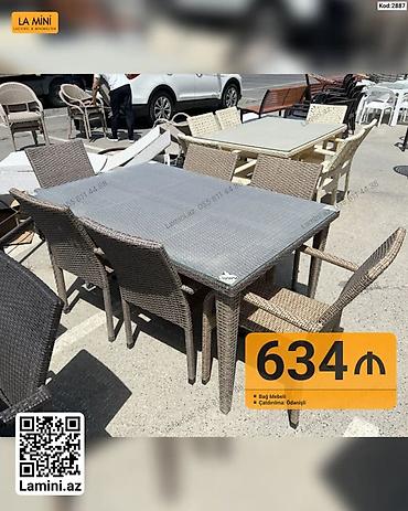 heyet stol stul: Bağ üçün masa və oturacaq dəstləri - Kod: 2887 — iri ölçülü yemək — 1