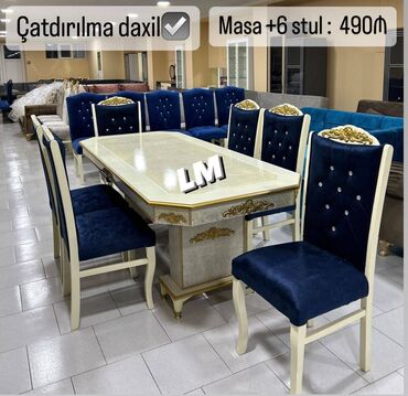metbex dolab: Qonaq otağı üçün, Yeni, Açılmayan, Dördbucaq masa, 6 stul