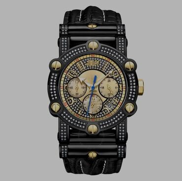 часы с кожаным ремешком: JBW Men's 10 YEAR Anniversary Phantom Diamond & Chronograph Watch