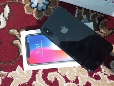 Apple iPhone: IPhone X, Б/у, 256 ГБ, Black Titanium, Защитное стекло, Чехол, Коробка, 70 %