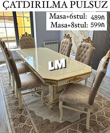 stol desdi: Qonaq otağı üçün, Yeni, Açılmayan, Dördbucaq masa, 6 stul — 1