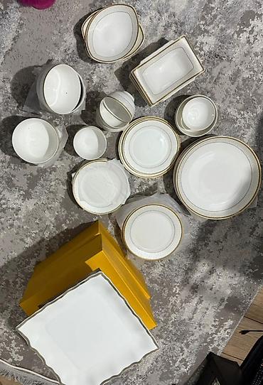 Наборы посуды: Фарфоровый столовый сервиз с золотым кантом 24 персоны Состав и — 1