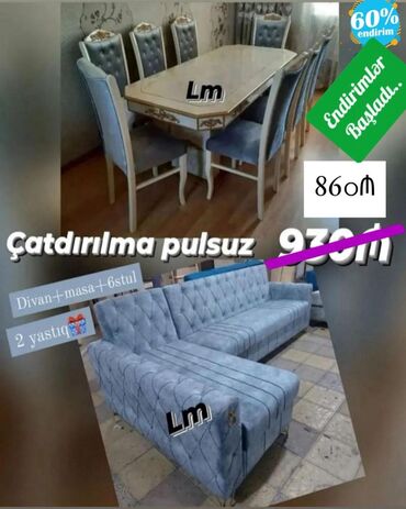 Seyflər: *👑Divan+ Masa dəsti👑* Sifarişlə hazırlanır. Dəst şəkildə : *860₼*