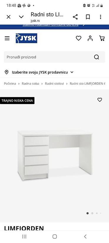 forma ideale ormari akcija 2026: Radni sto LIMFJORDEN – bela boja, 60 x 120 cm, 4 fioke. - — 5