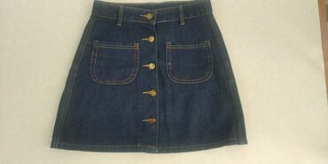 джинсовое платье с пуговицами впереди: Юбка, Модель юбки: Полусолнце, Миди, По талии