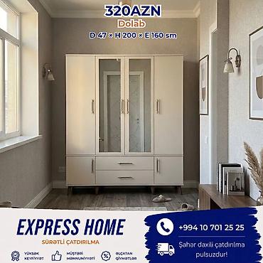 Yeni, 4 qapılı, Güzgülü, Açılan, Düz dolab