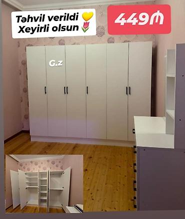 qapı şəkilləri: Ağ rəngli, çox bölməli paltar şkafı - Ümumi dizayn: 6 qapılı — 1