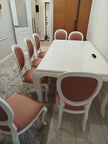 study table: Кухонный стол и стул, Б/у, Самовывоз, цвет - Белый — 1
