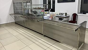Линии раздачи: Линия раздачи для столовой/кафетерия из нержавеющей стали — 10