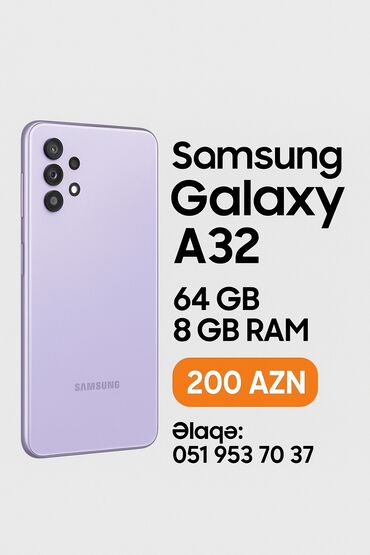 soyuducu samsung rt35k5440s8wt: Samsung Galaxy A32, 64 GB, rəng - Bənövşəyi, Sensor, Barmaq izi, İki sim kartlı