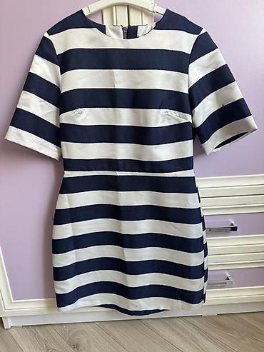 deniz geyimi: Topshop qadın paltarı - Model: Zolaqlı mini paltar, qısa qol, dairəvi — 1