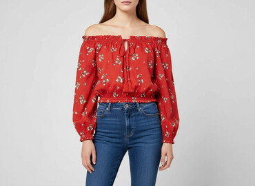czarne bluzki z odkrytymi ramionami: H&M, Women's blouse, size XS