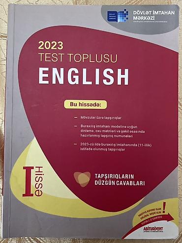 Kitablar və jurnallar: DİM nəşri olan **“2023 Test Toplusu – English, I hissə”** ingilis dili — 1