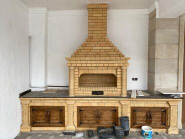 Fasad işləri: Dekorativ daş üzlük və manqal/ocaq tikinti xidməti - Həyət və fasad — 4