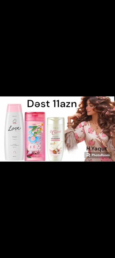 lazer kremi: 400 ml Love Şampun 250 ml Bonjour Duş Geli 250 ml Krem Tərkibli