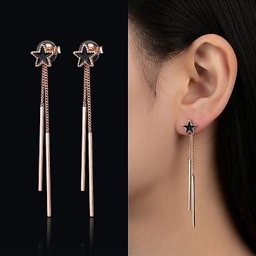 Серьги сөйкөлөр клипсы стильные женские (ювелирная сталь), длина