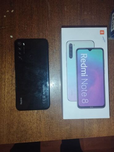 телефоны в караколе цены: Redmi, Redmi Note 8, Колдонулган, 128 ГБ, түсү - Кара, 2 SIM