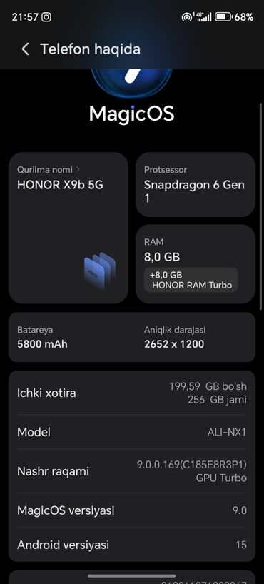 ddr2 для ноутбука: Honor X9 5G, Б/у, 256 ГБ, цвет - Черный