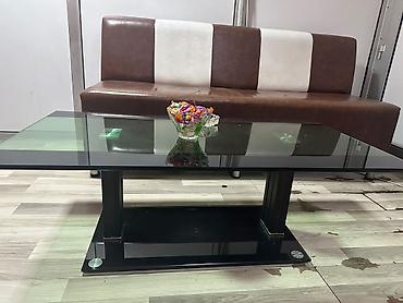 l masalar: Şüşə üstlü salon/çay masası - Modern dizayn: düzbucaqlı forma — 2