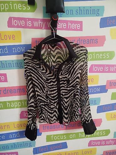 bluz: Zebra naxışlı şəffaf qadın köynəyi - Stil: Uzunqollu, ön hissəsi — 1