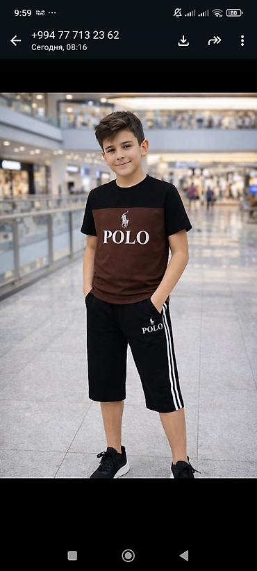 Kişi geyimləri: Uşaq idman dəsti – Polo loqolu - İki hissədən ibarət: qısaqol köynək — 2