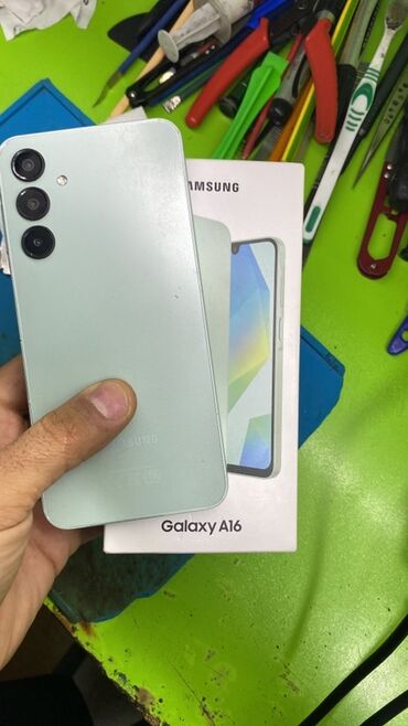 телефон fly bl8016: Samsung Galaxy A16, 128 ГБ, цвет - Зеленый, Отпечаток пальца, Face ID