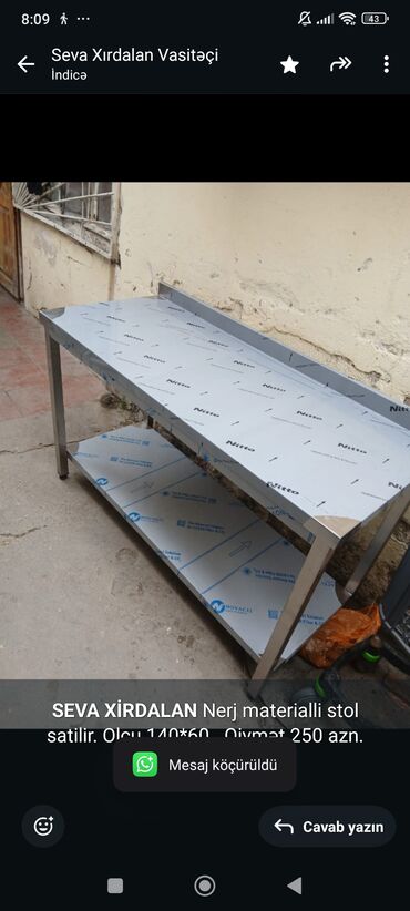 Mercedes-Benz: *SEVA XİRDALAN* Nerj materialli stol satilir. Olcu 140*60 . Qiymət 250