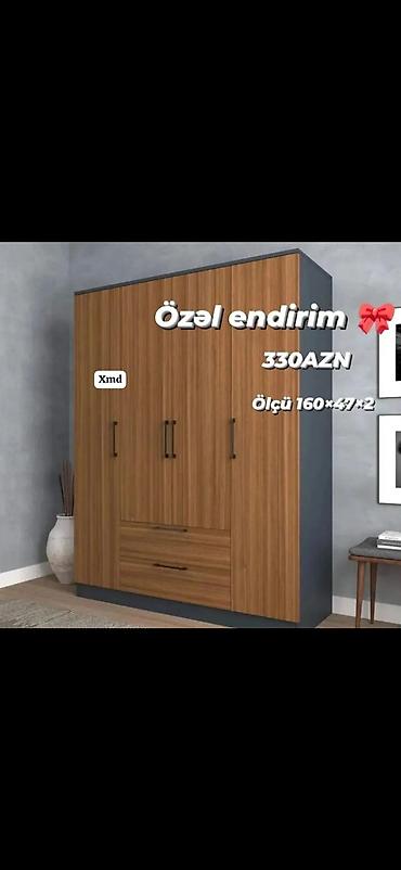 mor rəng: Məhsul: 4 qapılı paltar dolabı - Material: ağac teksturalı laminat — 1