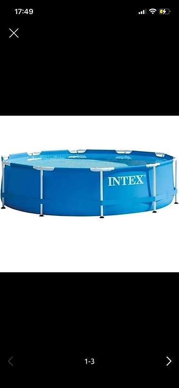 Спорт жана эс алуу: Каркасный бассейн Intex, круглый. - Тип: наземный каркасный бассейн - — 1