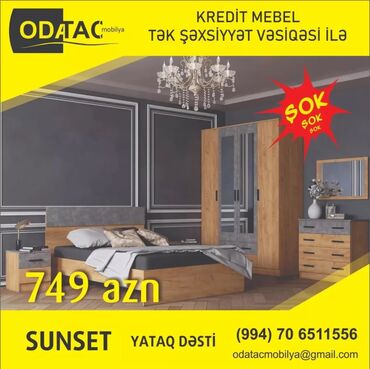 metbex şkaf: İkinəfərlik çarpayı, Komod, Dolab, 2 tumba, Rusiya, Yeni