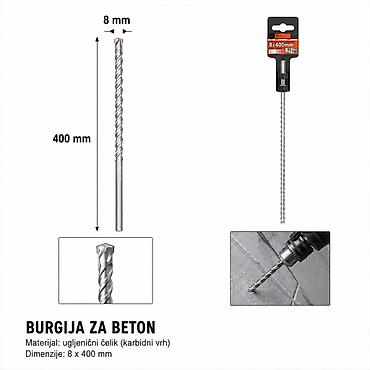 KMT Burgija za beton 8 x 400 mm (SKU: 9364691, EAN: ) - Namena